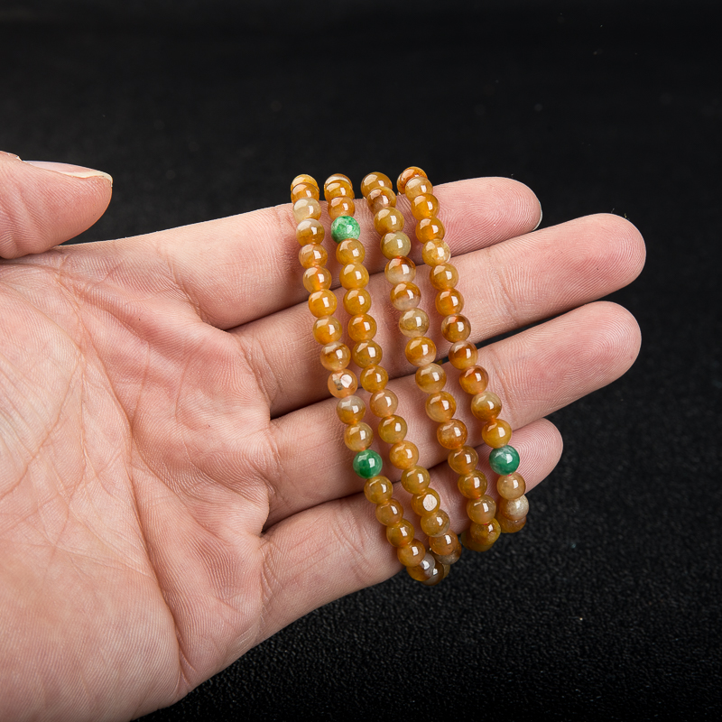 糯种黄翡多圈链串-红掌柜