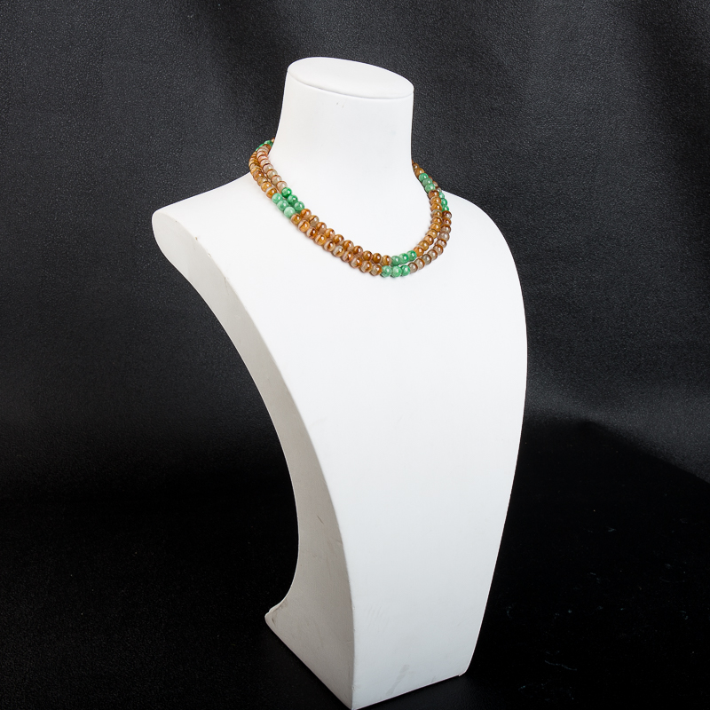 缅甸糯种俏色黄翡多圈链串-红掌柜