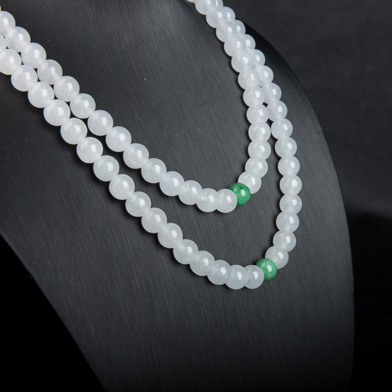 缅甸天然糯冰种翡翠多圈链串-红掌柜
