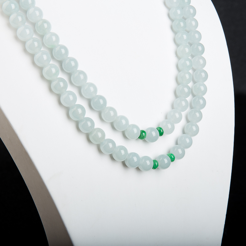 缅甸天然糯种翡翠链串-红掌柜