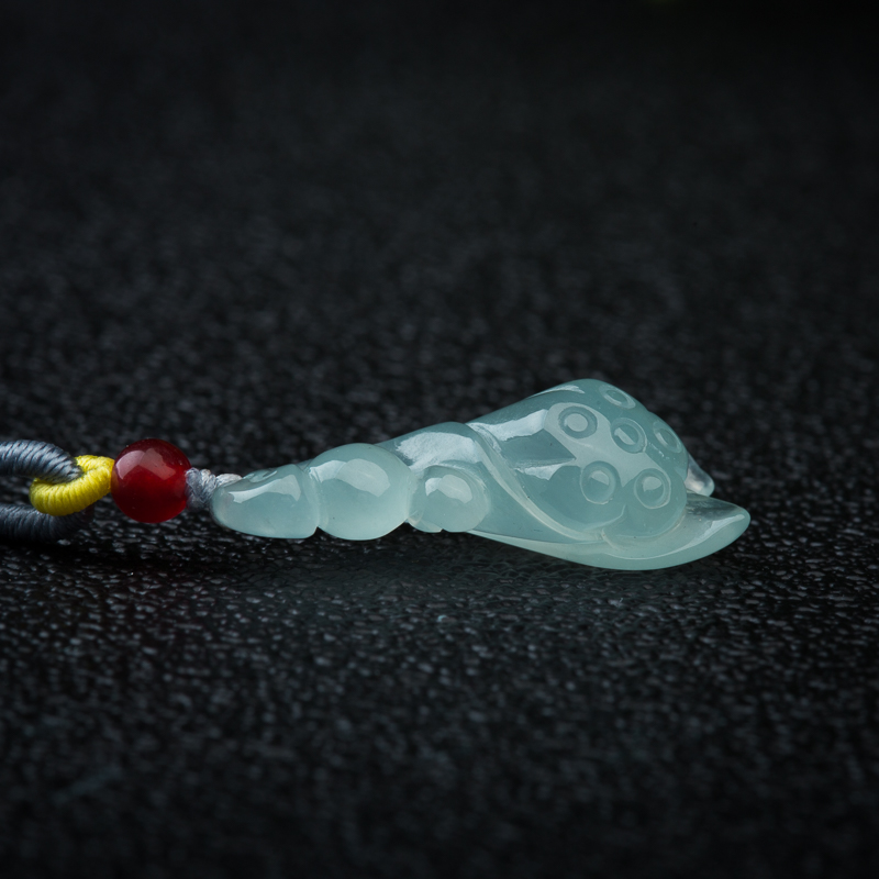 糯冰种翡翠莲子吊坠-红掌柜