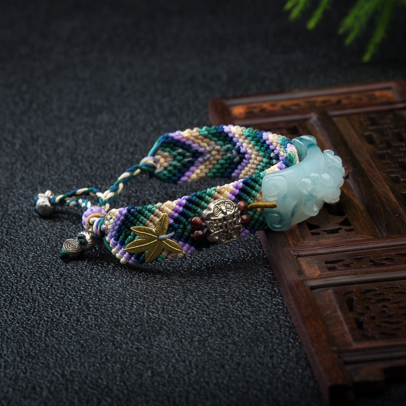 飘花翡翠貔貅手串-红掌柜