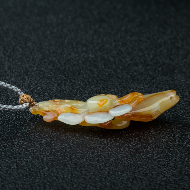 缅甸天然翡玉兰花吊坠-红掌柜