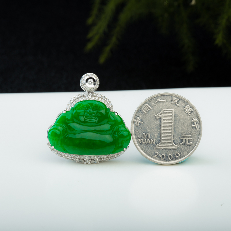糯冰种翡翠吊坠-红掌柜