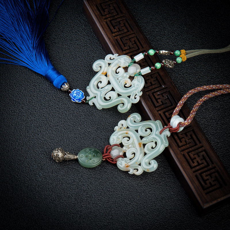 糯种翡翠龙凤呈祥吊坠-红掌柜