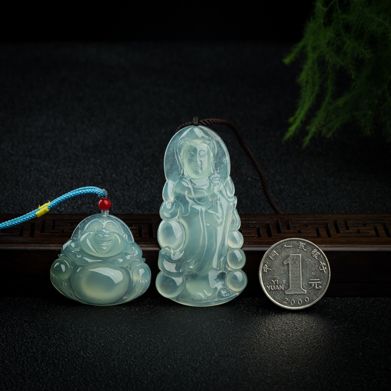 糯冰种晴水翡翠吊坠-红掌柜