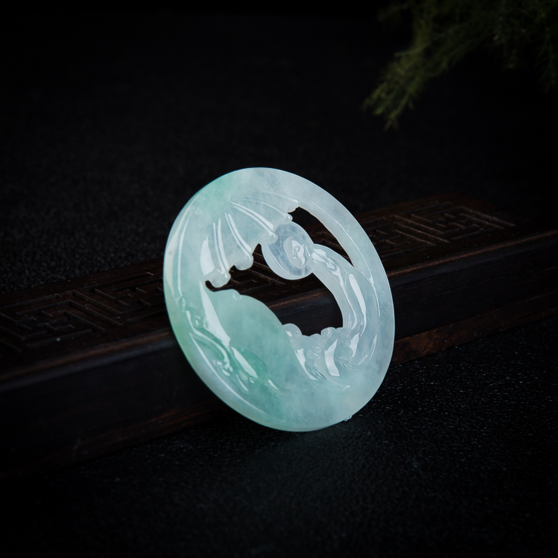 飘翠翡翠问道吊坠-红掌柜