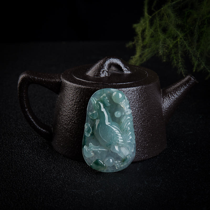 缅甸翡翠金鸡叫福吊坠-红掌柜