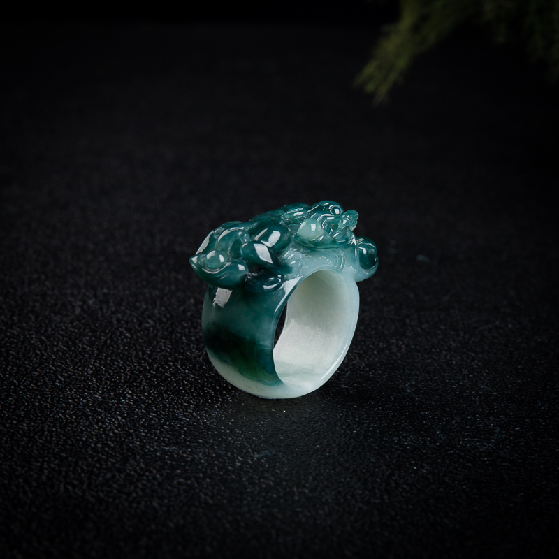 缅甸翡翠貔貅戒指-红掌柜