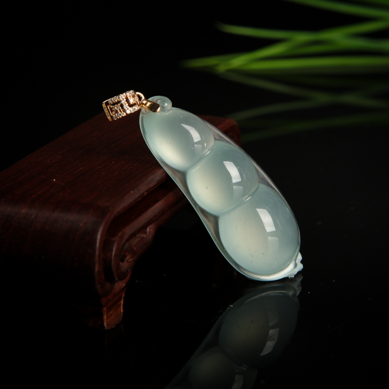 天然糯冰种翡翠连中三元吊坠-红掌柜