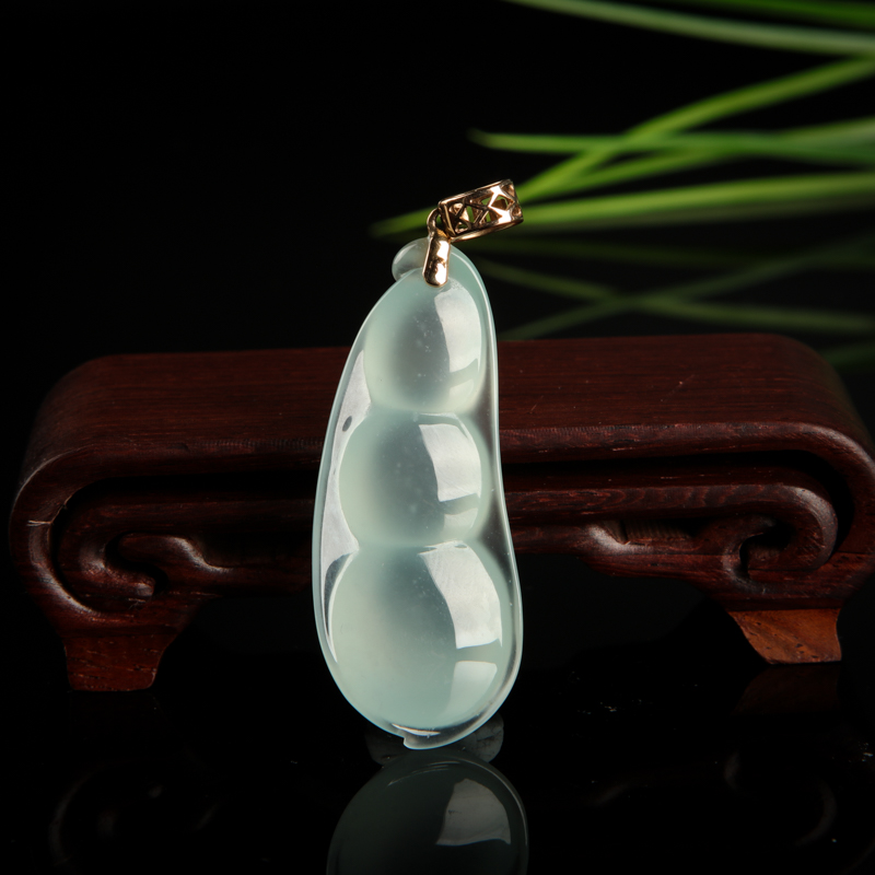 缅甸天然翡翠连中三元吊坠-红掌柜