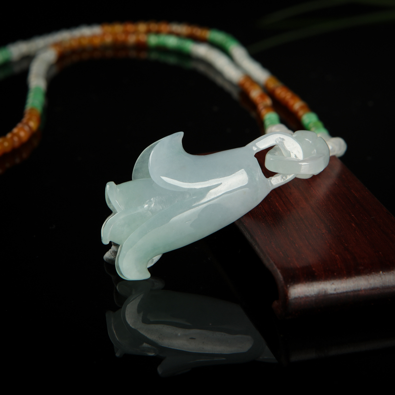 缅甸糯种翡翠玉兰花吊坠-红掌柜