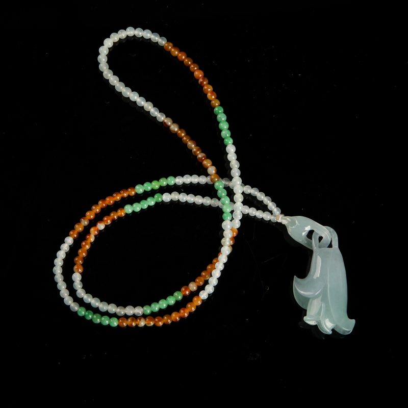 缅甸天然翡翠玉兰花吊坠-红掌柜