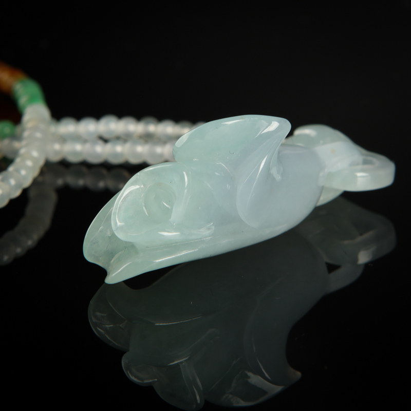 缅甸天然糯种翡翠吊坠-红掌柜