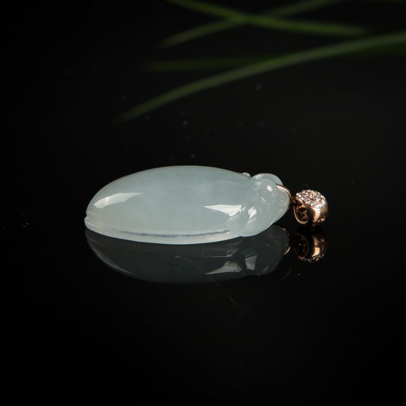 缅甸天然糯种翡翠寿桃吊坠-红掌柜