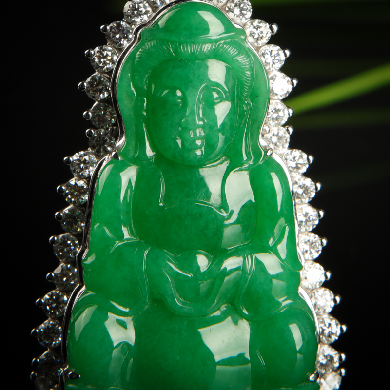 天然翡翠观音吊坠-红掌柜