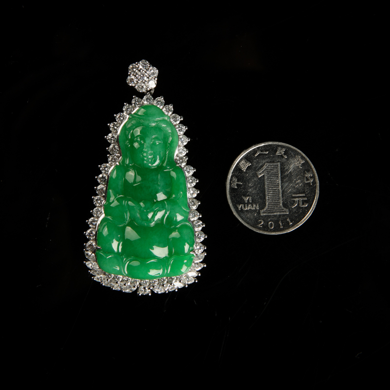 缅甸翡翠观音吊坠-红掌柜