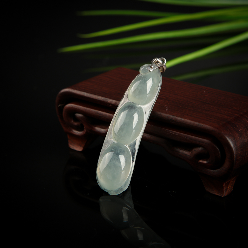 糯冰种翡翠连中三元吊坠-红掌柜