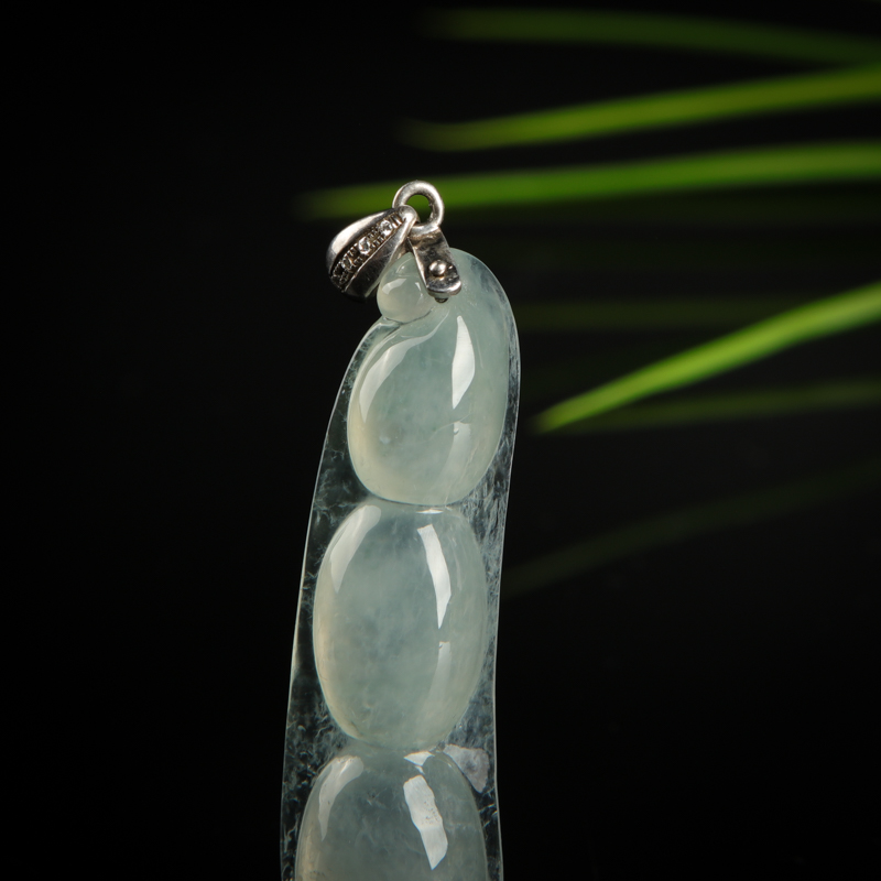 缅甸翡翠连中三元吊坠-红掌柜