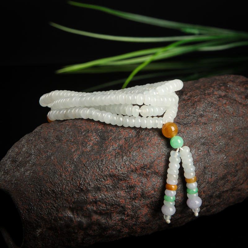 糯种翡翠算盘珠项链-红掌柜