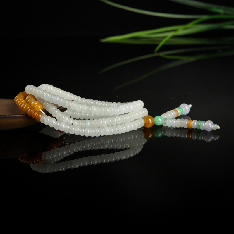 天然糯种翡翠算盘珠项链-红掌柜