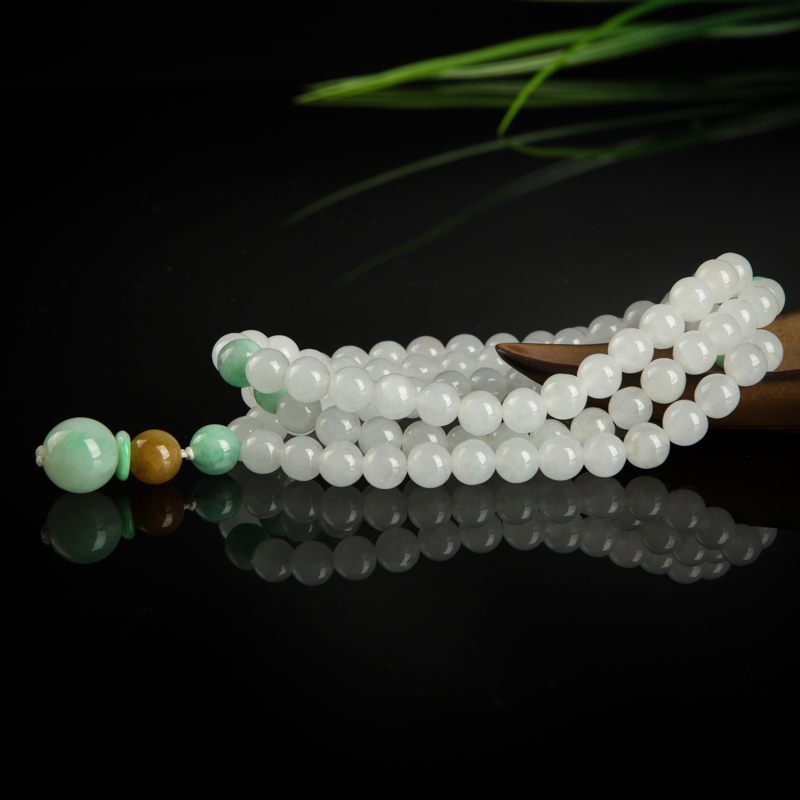 白色翡翠圆珠项链-红掌柜