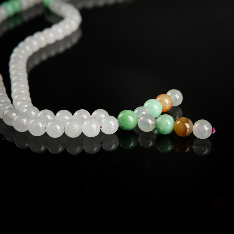 白色翡翠108佛珠-红掌柜