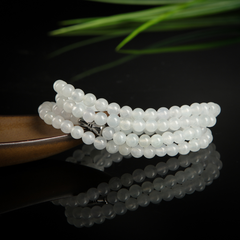 天然糯冰种白色翡翠项链-红掌柜