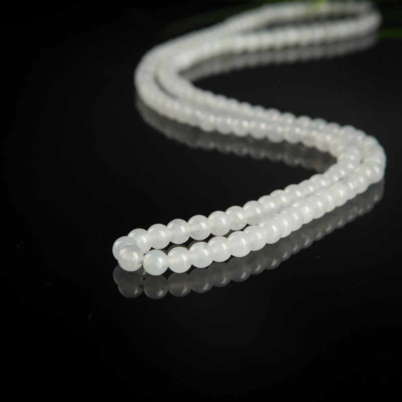 缅甸糯冰种白色翡翠项链-红掌柜