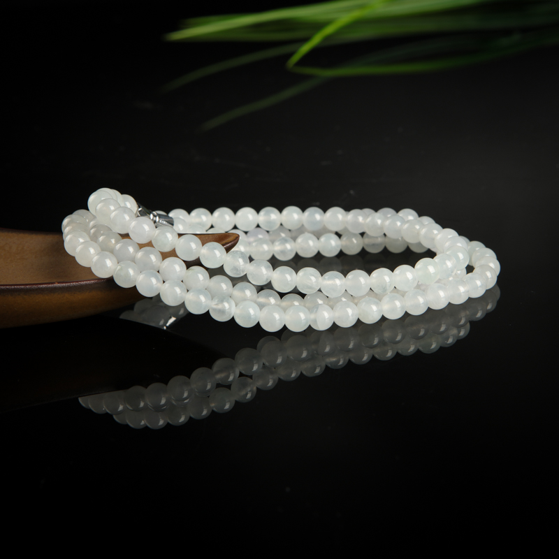 天然糯冰种白色翡翠项链-红掌柜