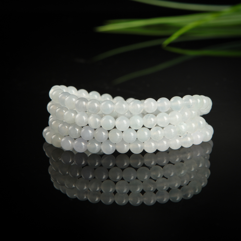 糯冰种白色天然翡翠项链-红掌柜