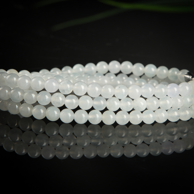 缅甸糯冰种白色翡翠项链-红掌柜