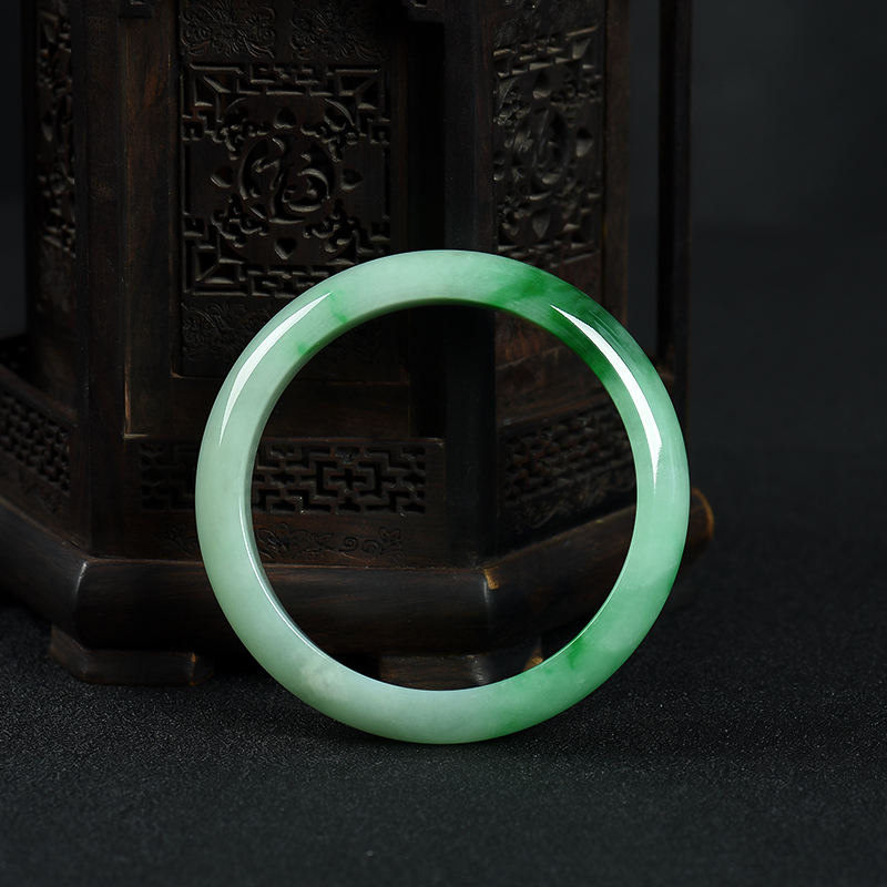 缅甸天然糯种飘翠翡翠手镯--红掌柜
