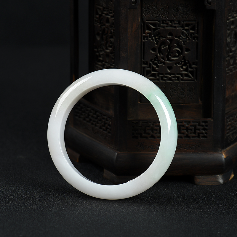 豆种飘翠翡翠手镯-红掌柜