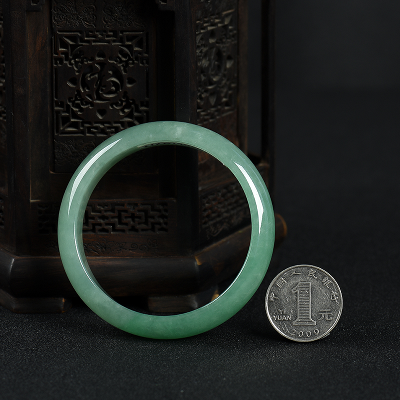 缅甸豆种翡翠手镯-红掌柜