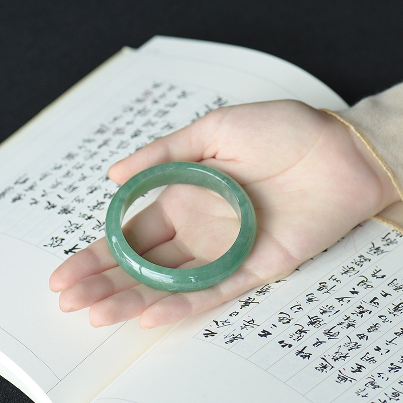 豆种豆绿翡翠手镯-红掌柜