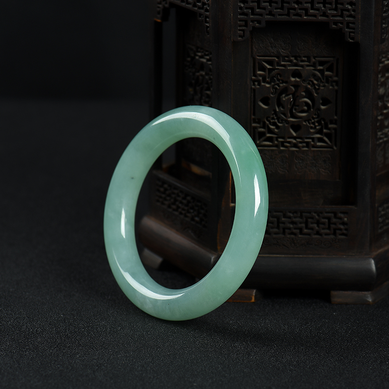 蓝绿翡翠圆镯-红掌柜
