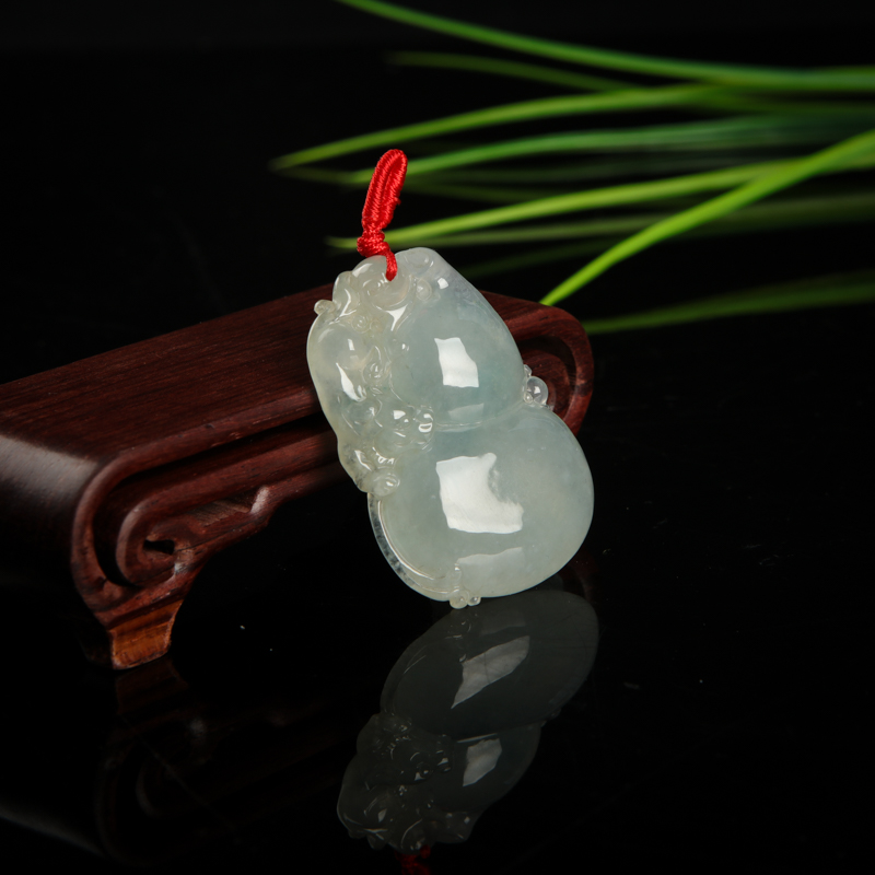 天然糯种飘花翡翠福禄吊坠-红掌柜