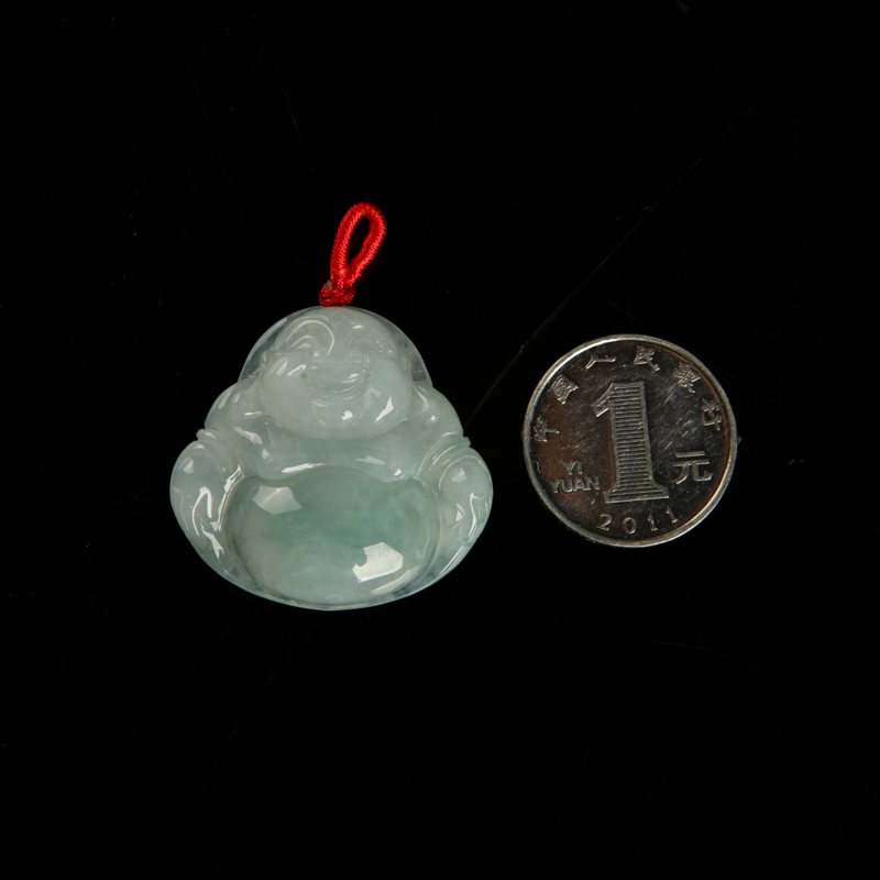 豆种飘翠翡翠吊坠-红掌柜
