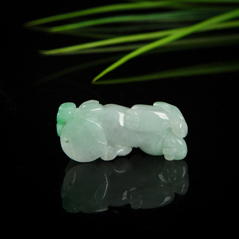 天然飘翠翡翠貔貅吊坠-红掌柜