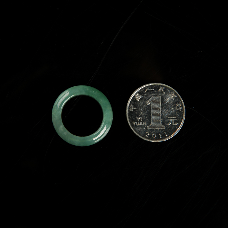 天然缅甸糯种灰绿翡翠戒指-红掌柜
