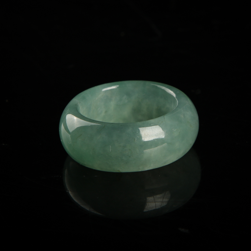 天然飘花翡翠戒指-红掌柜