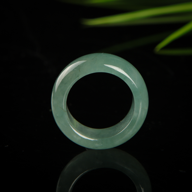 糯种天然飘花翡翠戒指-红掌柜