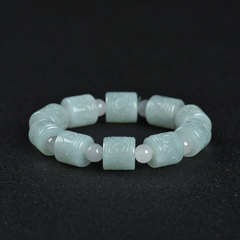 糯种浅绿翡翠单圈手串-红掌柜