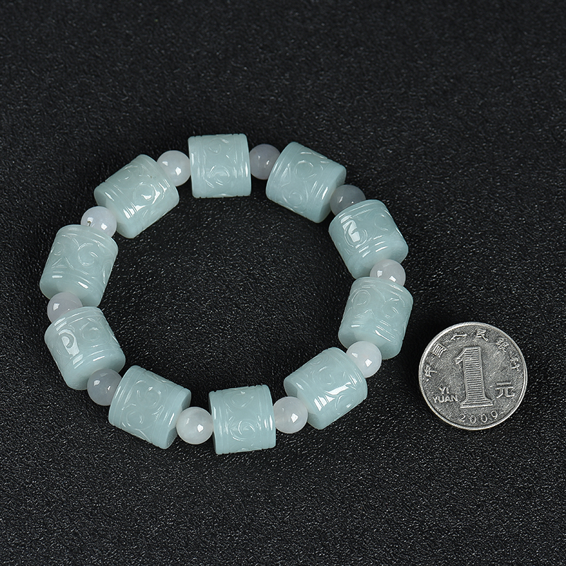 糯种浅绿翡翠手串-红掌柜