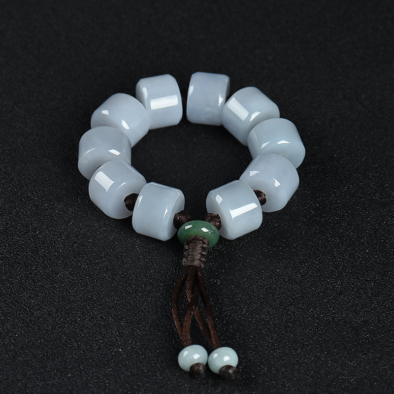 天然糯种翡翠单圈手串-红掌柜