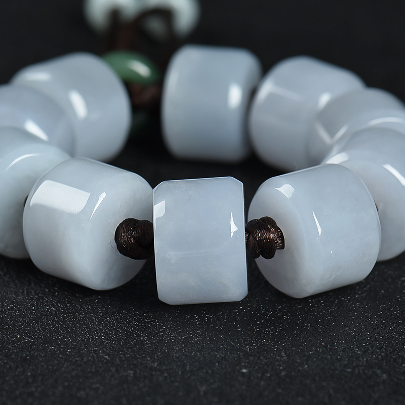 缅甸糯种翡翠单圈手串-红掌柜