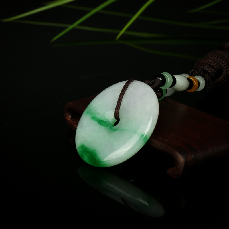 豆种翡翠平安扣吊坠-红掌柜