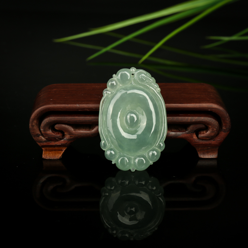 天然灰绿翡翠福贝吊坠-红掌柜