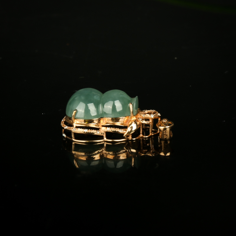 18k糯种灰绿翡翠吊坠-红掌柜